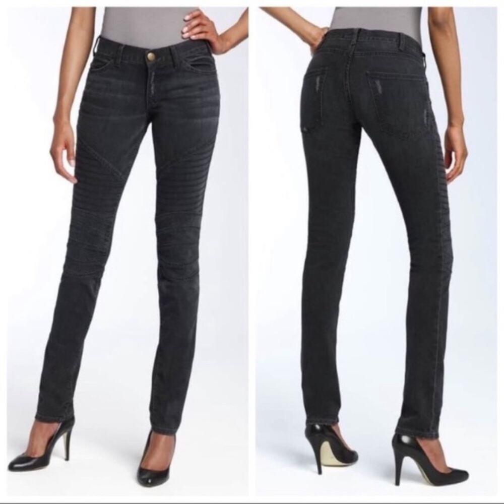 Current Elliot 27 skinny Moto style black wash jeans
